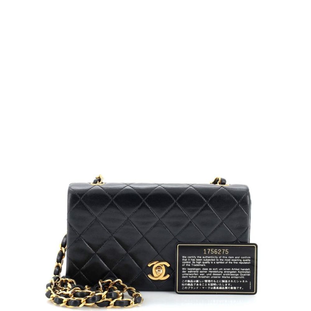 Chanel Vintage Full Flap Bag Quilted Lambskin Mini Black - Picture 2 of 12